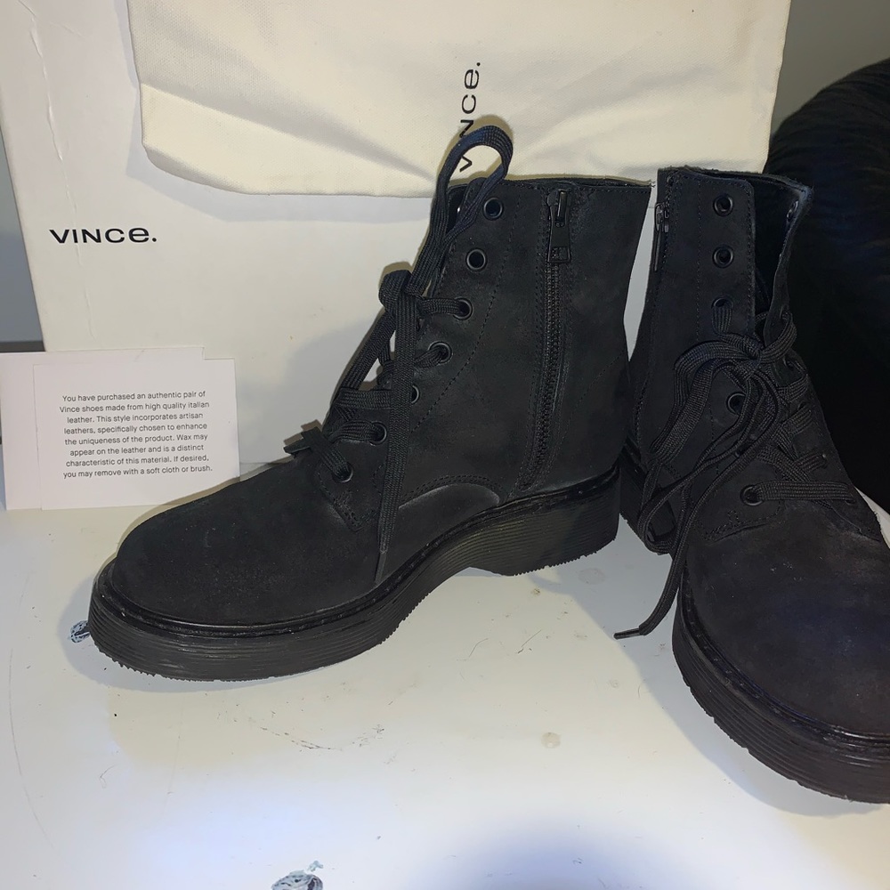 VINCE Monastir Suede Lace Up Combat Boot